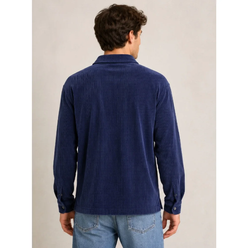 VTG Polo Ralph Lauren Men Blue Lightweight Corduroy Polo Shirt Long Slv M Preppy